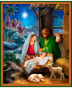 THE NEWBORN KING 29693 X Multi Panel Nativity Mengo Quilting Treasures