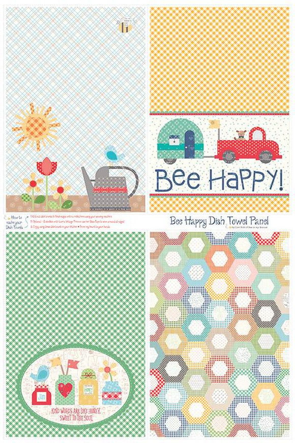 BEE HAPPY DISH TOWELS HD12563 Panel Lori Holt Riley Blake