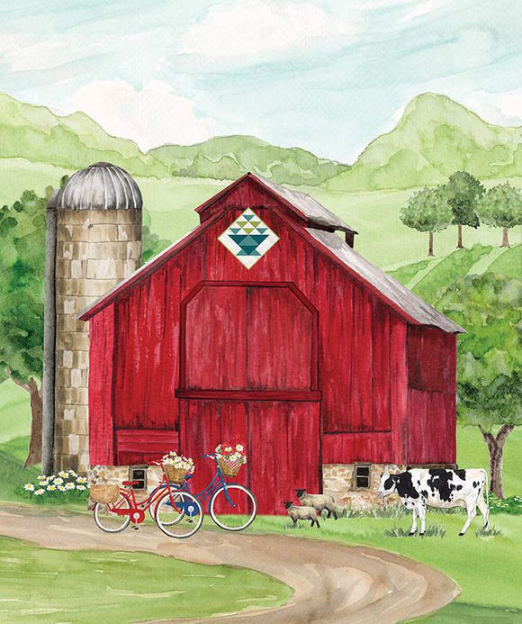 SPRING BARN QUILTS PD 14335 Panel Red Tara Reed Riley Blake